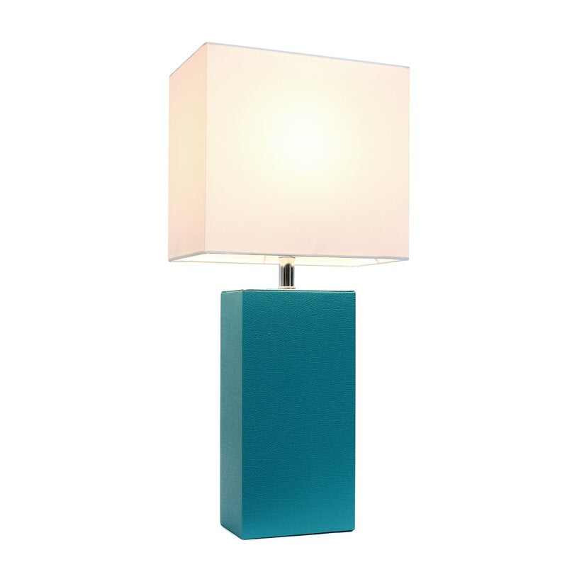 Leather Base 21 inch Table Lamp - Multiple Colors