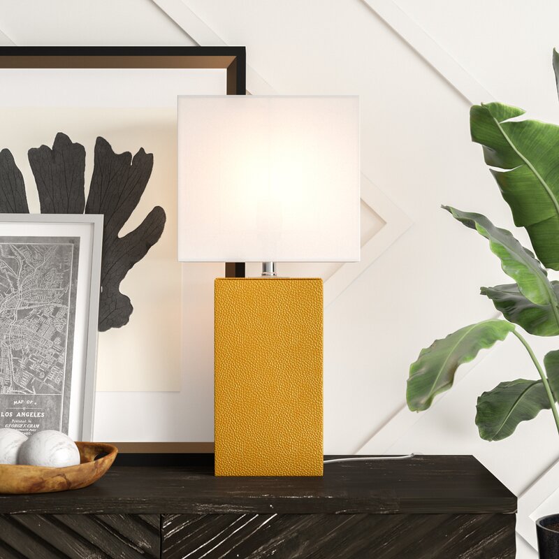 Leather Base 21 inch Table Lamp - Multiple Colors