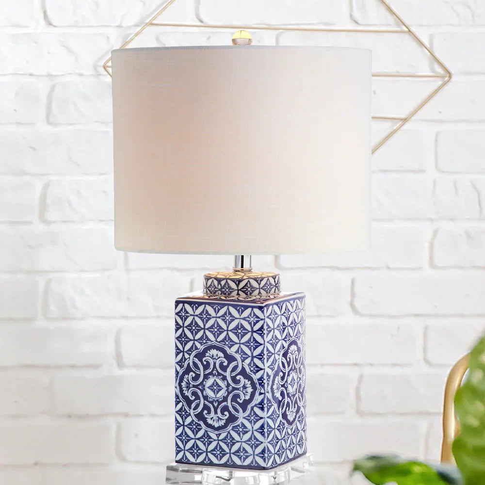 Holly 23" Chinoiserie LED Table Lamp, Blue/White