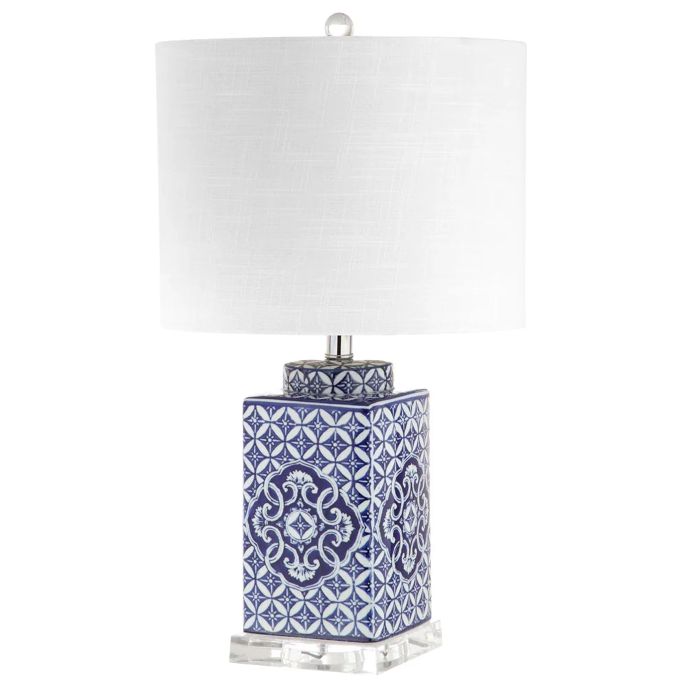 Holly 23" Chinoiserie LED Table Lamp, Blue/White