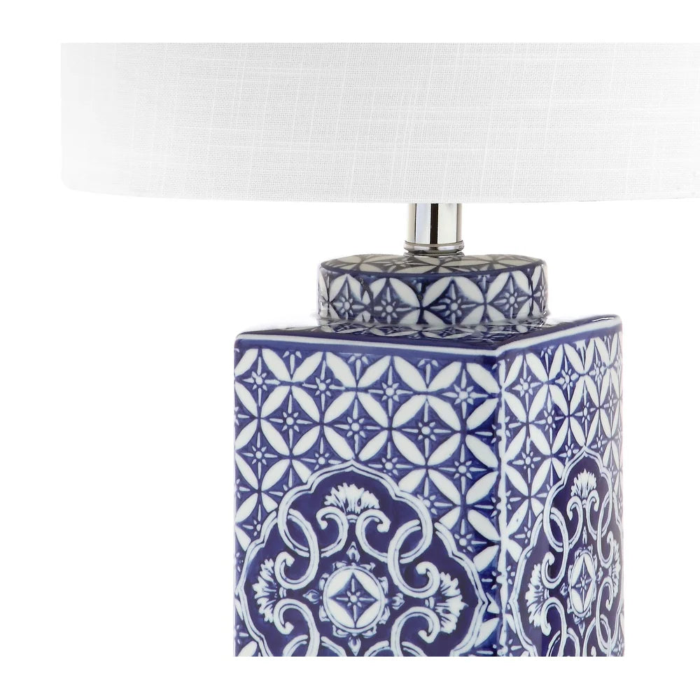 Holly 23" Chinoiserie LED Table Lamp, Blue/White