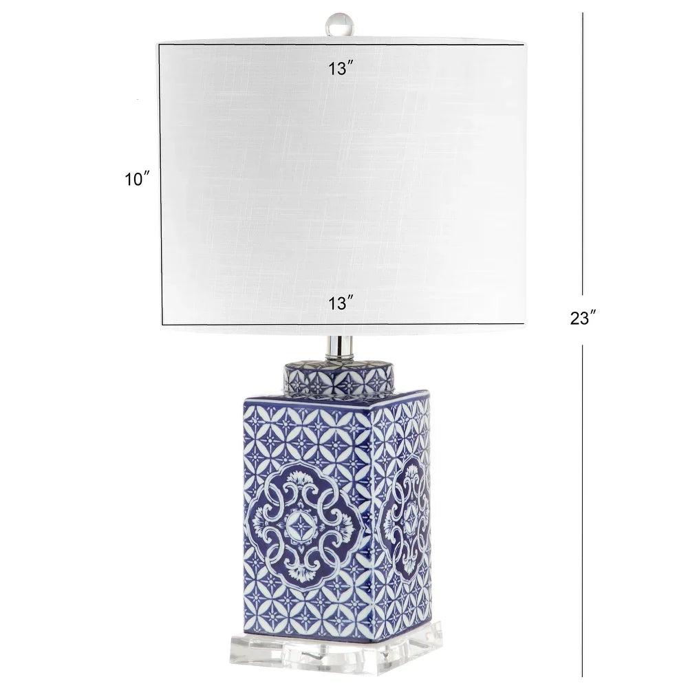 Holly 23" Chinoiserie LED Table Lamp, Blue/White