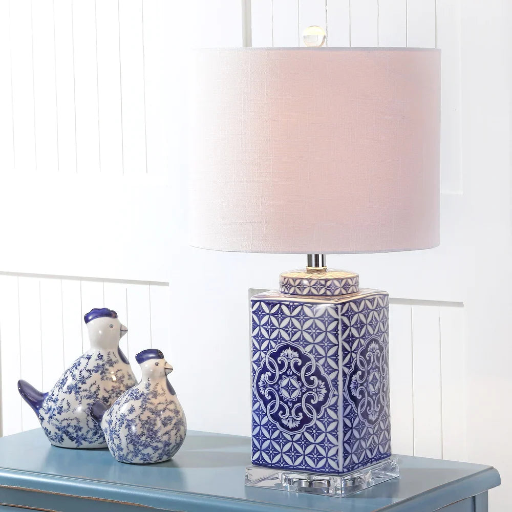 Holly 23" Chinoiserie LED Table Lamp, Blue/White