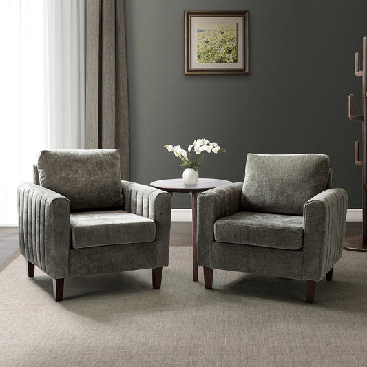 Ganymedes Comfy Accent Club Chair with Wood Base Set of 2