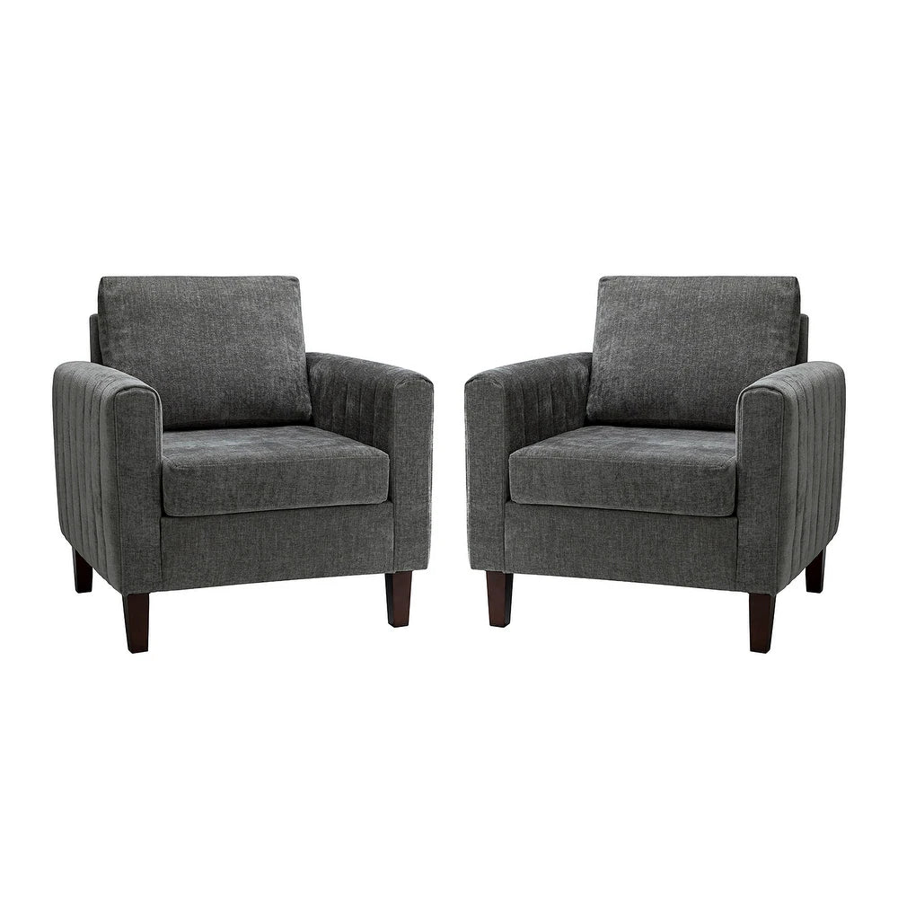 Ganymedes Comfy Accent Club Chair with Wood Base Set of 2