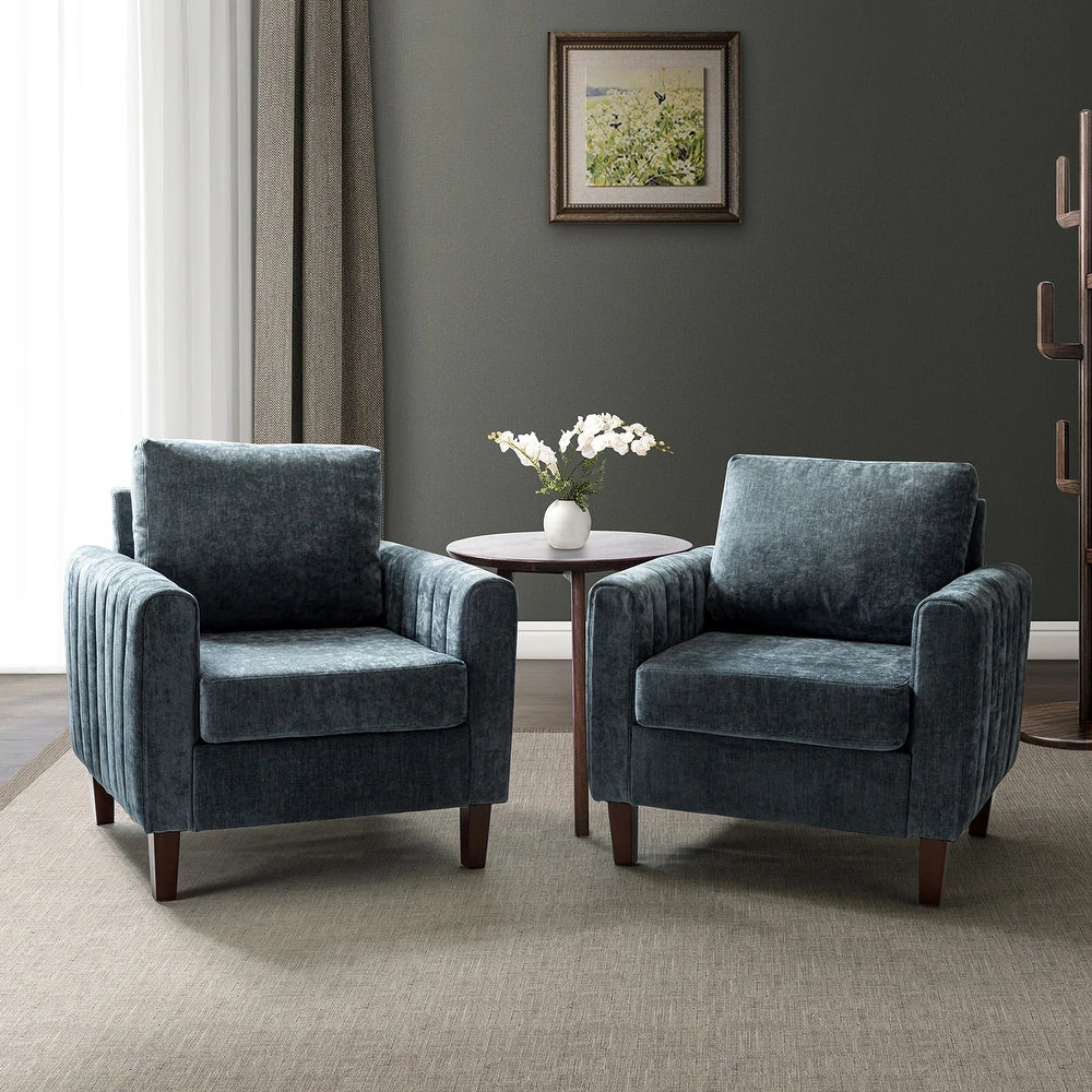 Ganymedes Comfy Accent Club Chair with Wood Base Set of 2