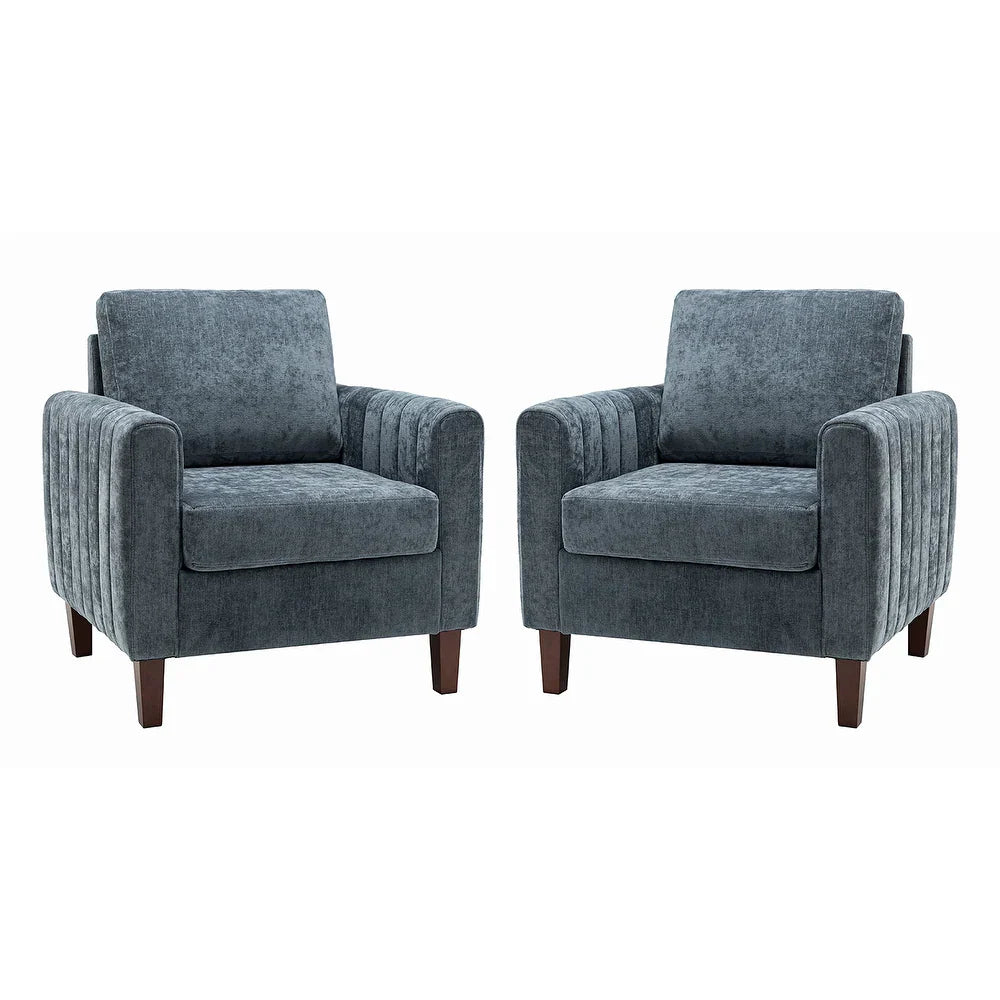 Ganymedes Comfy Accent Club Chair with Wood Base Set of 2