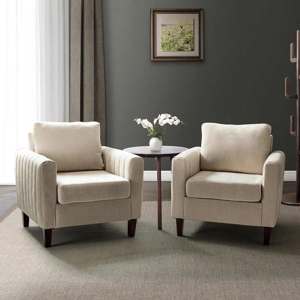 Ganymedes Comfy Accent Club Chair with Wood Base Set of 2