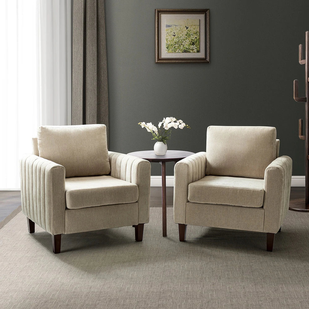 Ganymedes Comfy Accent Club Chair with Wood Base Set of 2