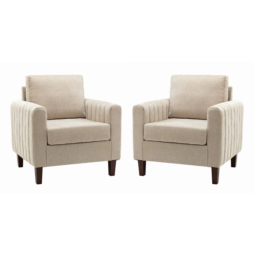 Ganymedes Comfy Accent Club Chair with Wood Base Set of 2