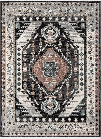 Julita Vintage Bohemian Aztec Tribal Black Rug