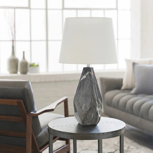 Iltheos Table Lamp with Grey Base and White Shade