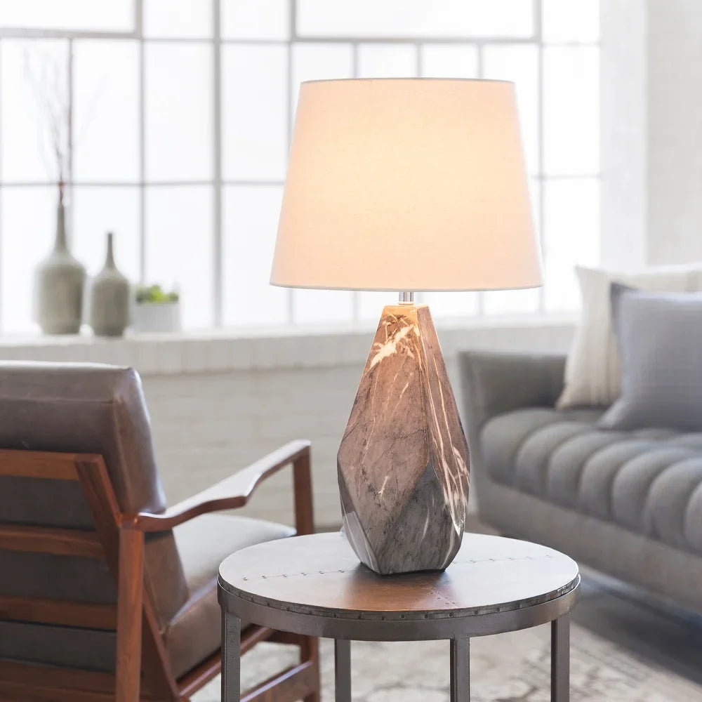 Iltheos Table Lamp with Grey Base and White Shade