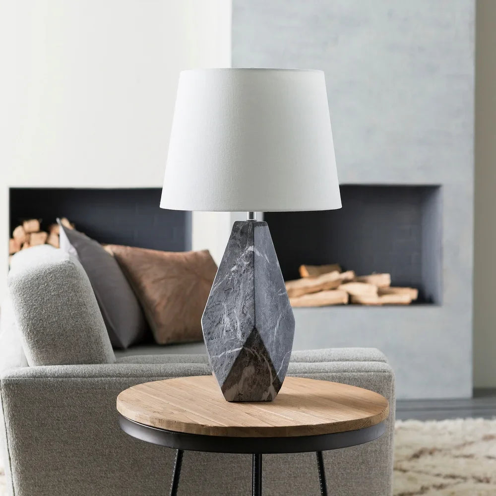 Iltheos Table Lamp with Grey Base and White Shade