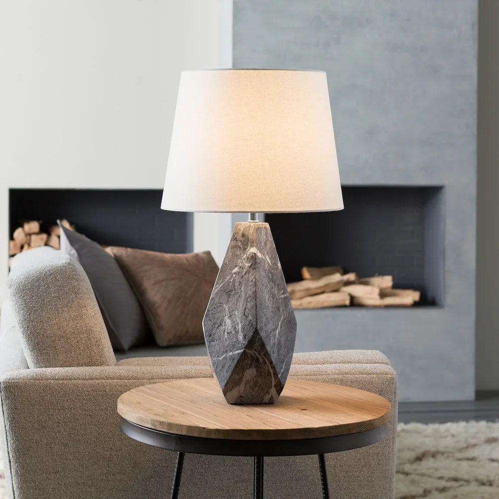 Iltheos Table Lamp with Grey Base and White Shade