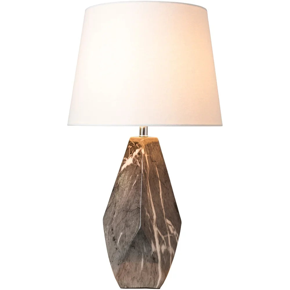 Iltheos Table Lamp with Grey Base and White Shade