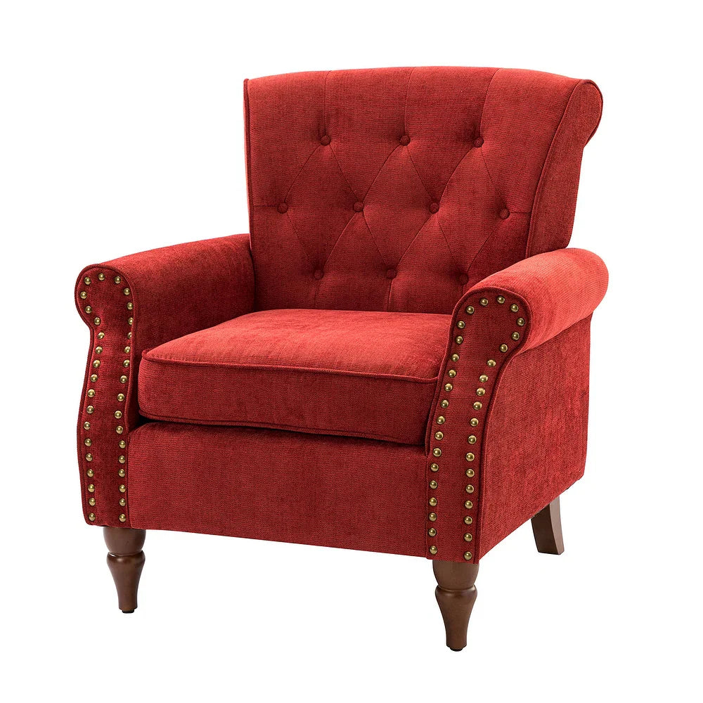 Indiges Transitional Comfy Nailhead Accent Arm Chair with Tufted Back