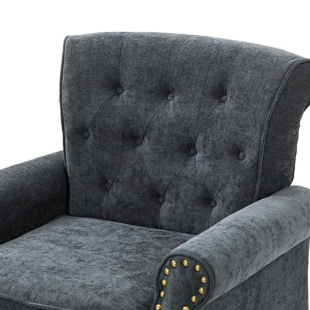 Indiges Transitional Comfy Nailhead Accent Arm Chair with Tufted Back