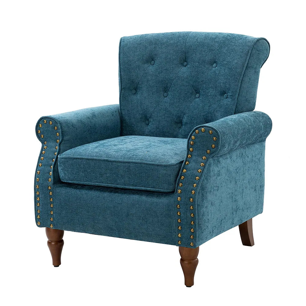 Indiges Transitional Comfy Nailhead Accent Arm Chair with Tufted Back