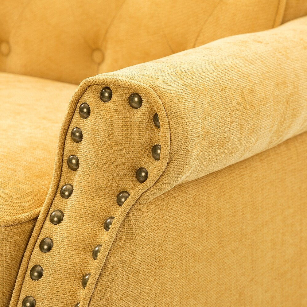 Indiges Transitional Comfy Nailhead Accent Arm Chair with Tufted Back