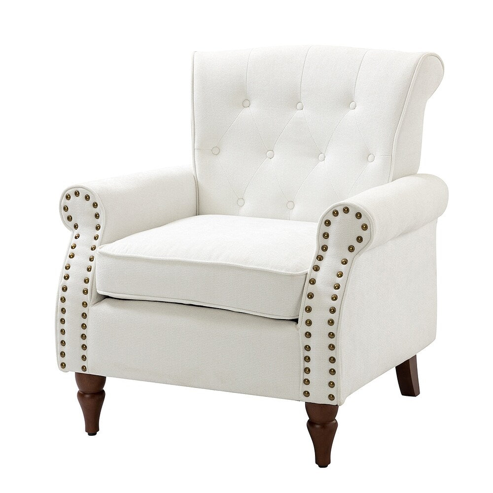 Indiges Transitional Comfy Nailhead Accent Arm Chair with Tufted Back