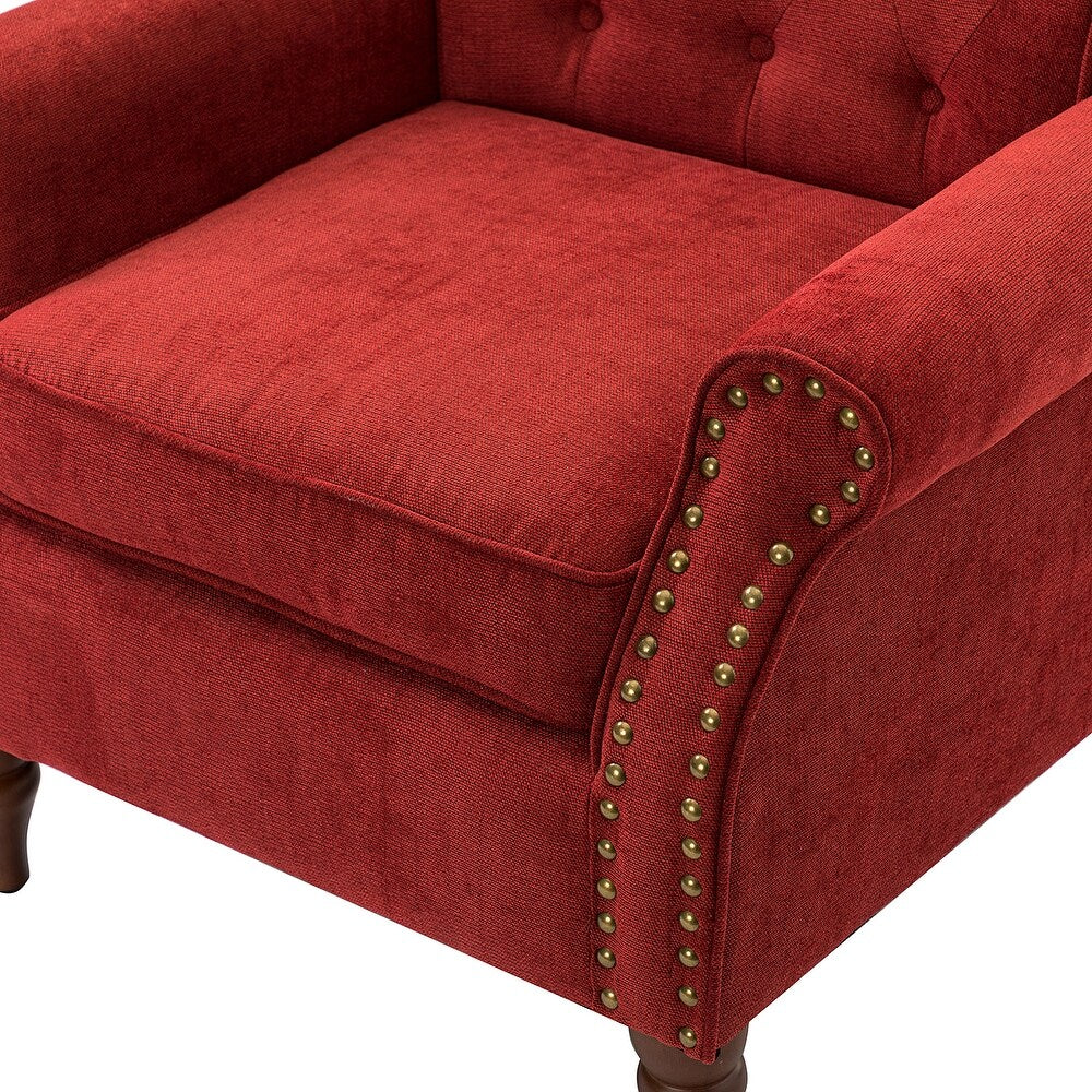 Indiges Transitional Comfy Nailhead Accent Arm Chair with Tufted Back