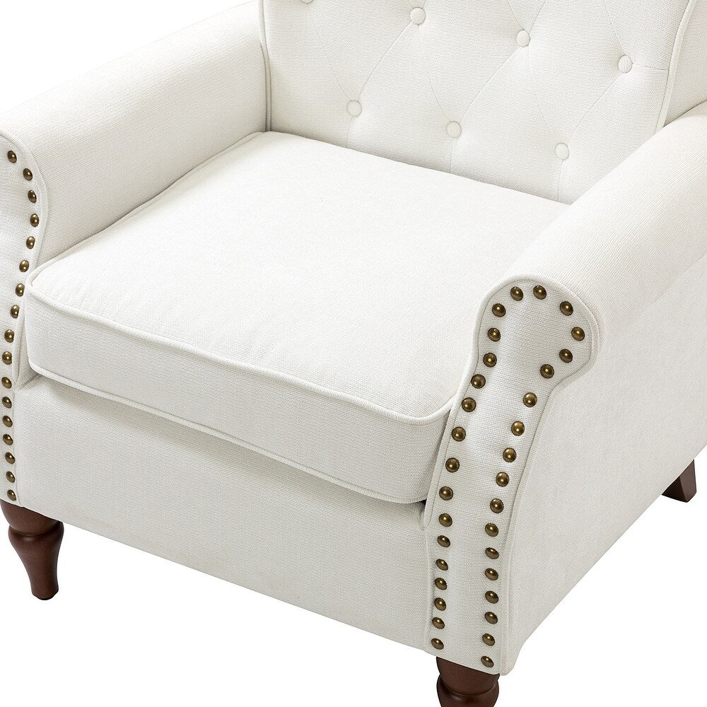 Indiges Transitional Comfy Nailhead Accent Arm Chair with Tufted Back