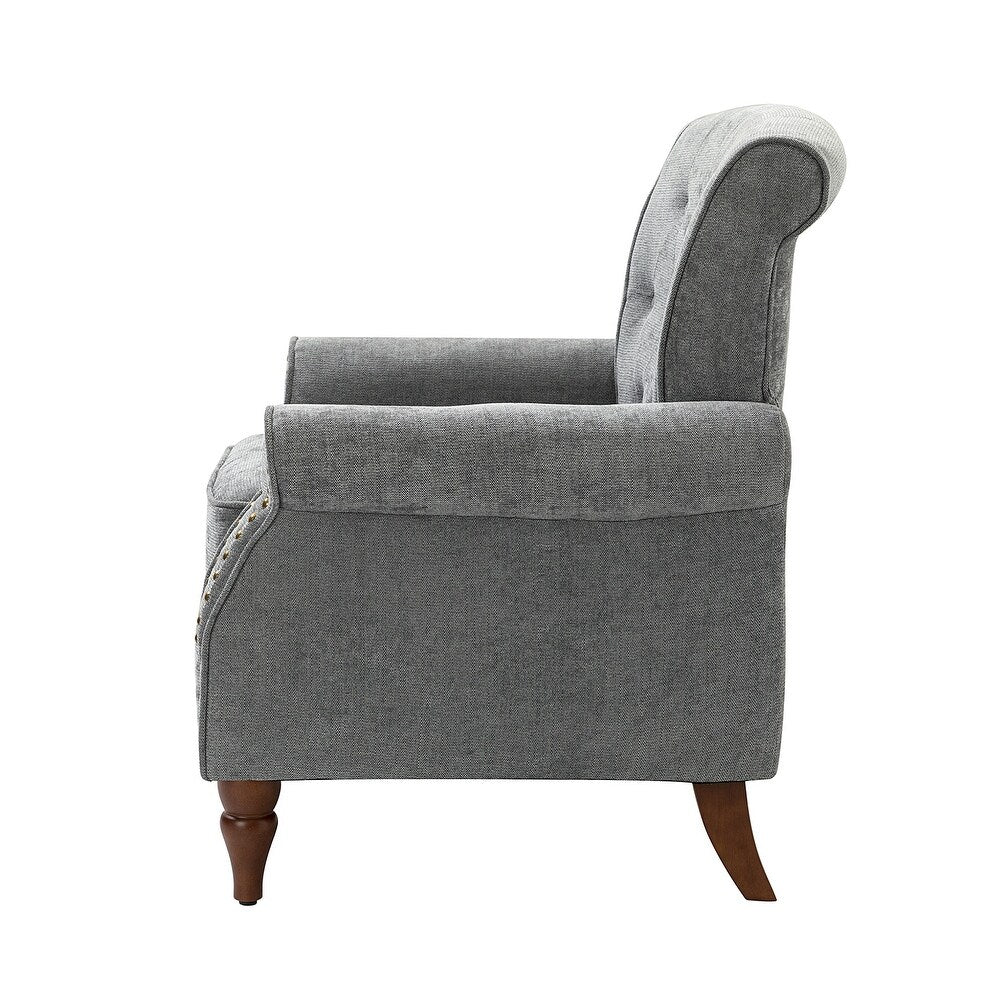 Indiges Transitional Comfy Nailhead Accent Arm Chair with Tufted Back