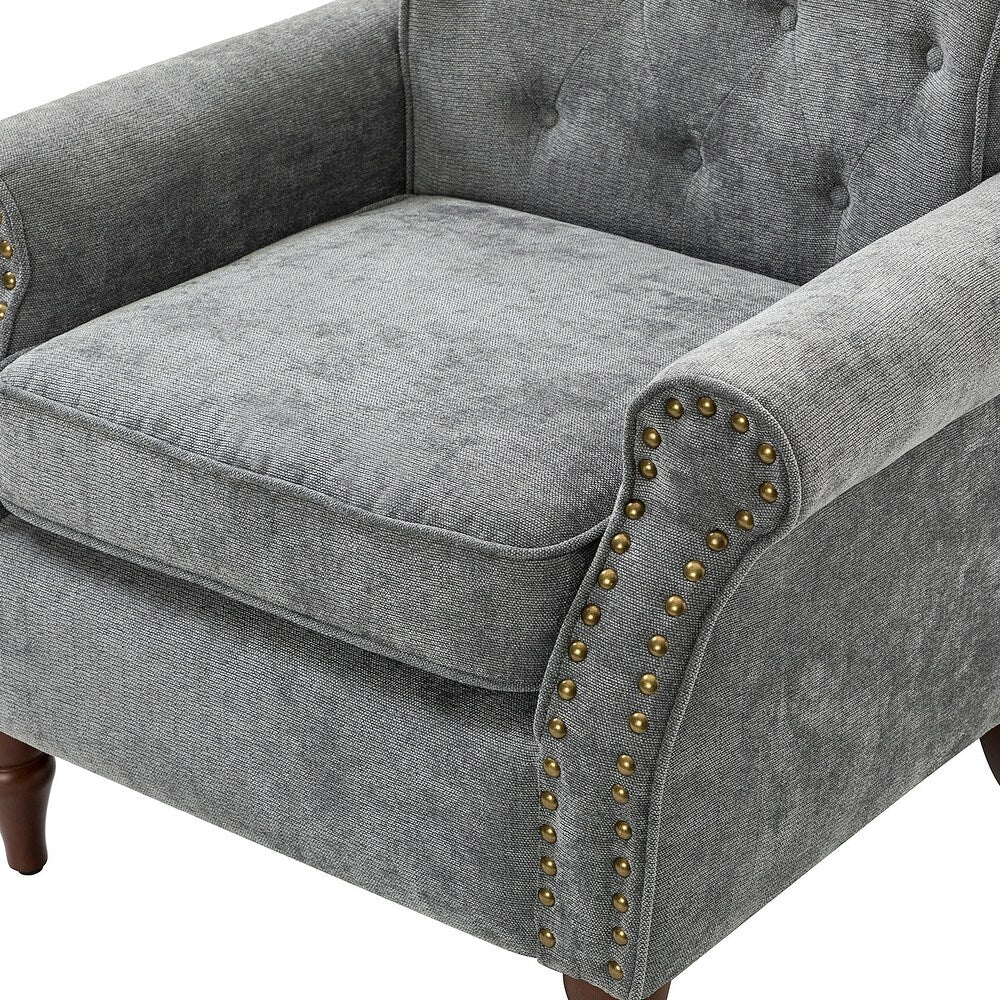 Indiges Transitional Comfy Nailhead Accent Arm Chair with Tufted Back