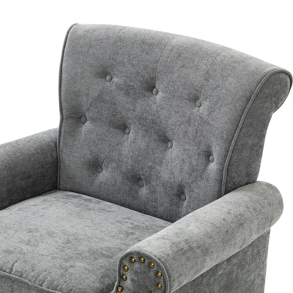 Indiges Transitional Comfy Nailhead Accent Arm Chair with Tufted Back