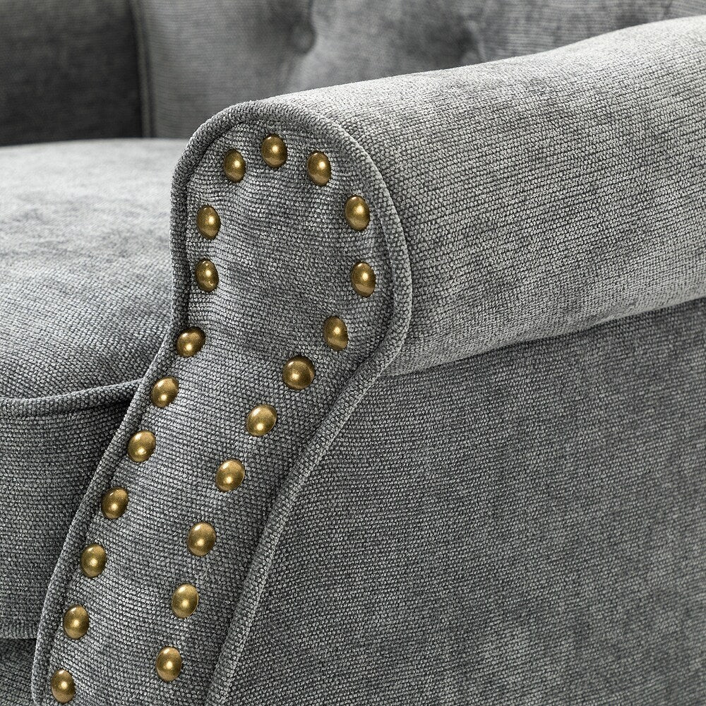 Indiges Transitional Comfy Nailhead Accent Arm Chair with Tufted Back