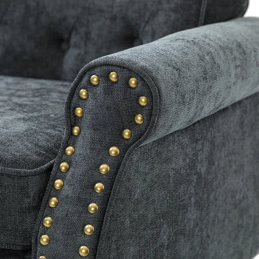 Indiges Transitional Comfy Nailhead Accent Arm Chair with Tufted Back