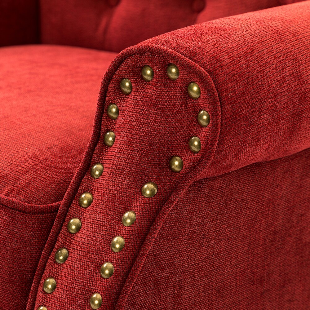 Indiges Transitional Comfy Nailhead Accent Arm Chair with Tufted Back