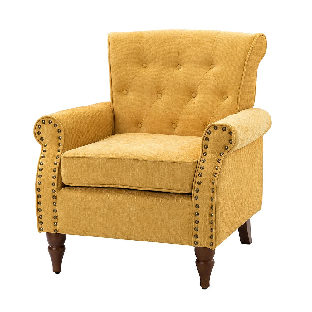 Indiges Transitional Comfy Nailhead Accent Arm Chair with Tufted Back