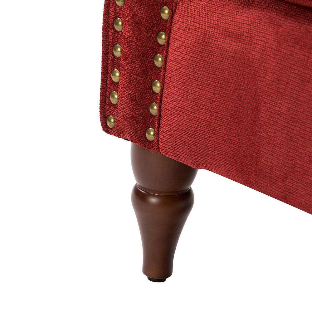 Indiges Transitional Comfy Nailhead Accent Arm Chair with Tufted Back