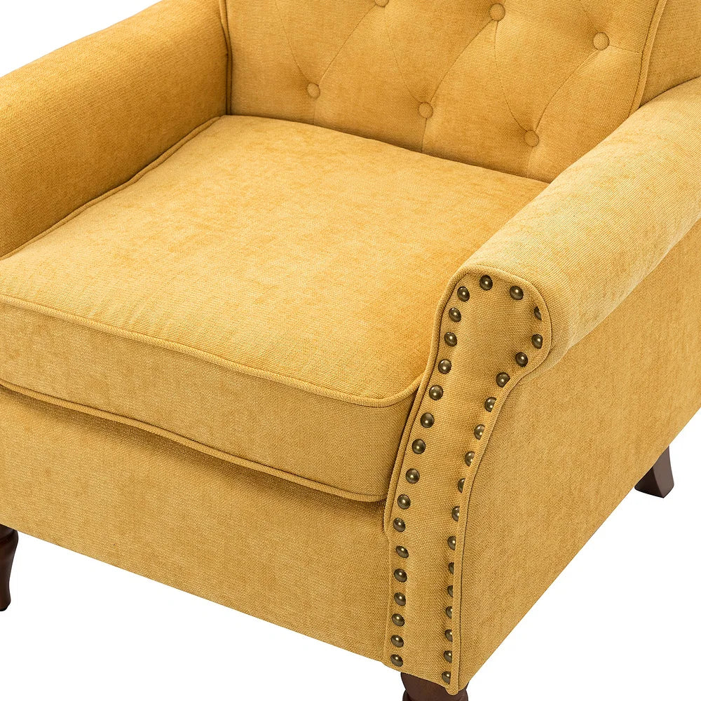 Indiges Transitional Comfy Nailhead Accent Arm Chair with Tufted Back