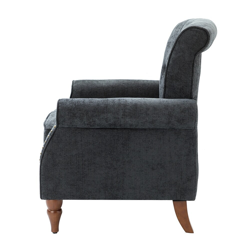 Indiges Transitional Comfy Nailhead Accent Arm Chair with Tufted Back