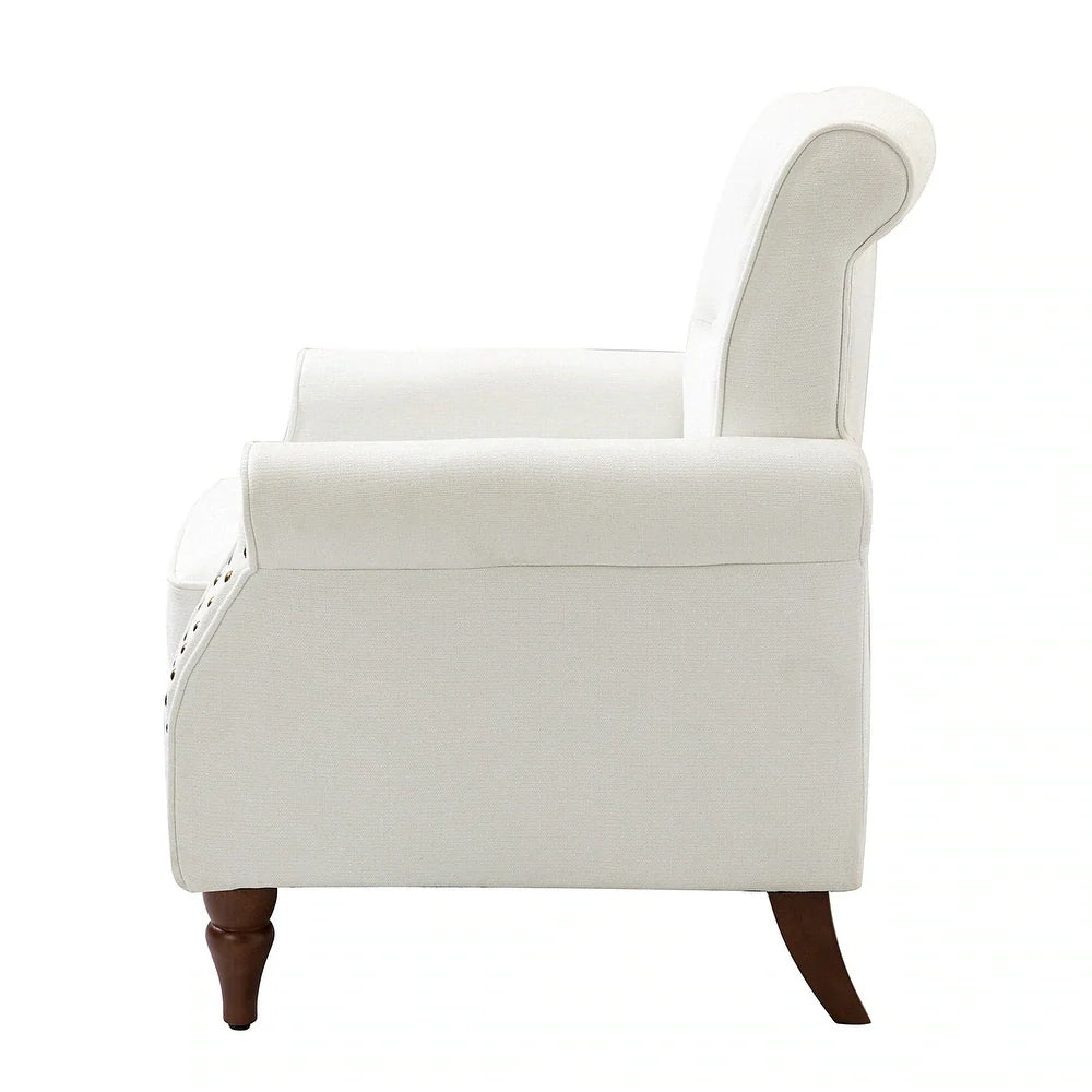 Indiges Transitional Comfy Nailhead Accent Arm Chair with Tufted Back