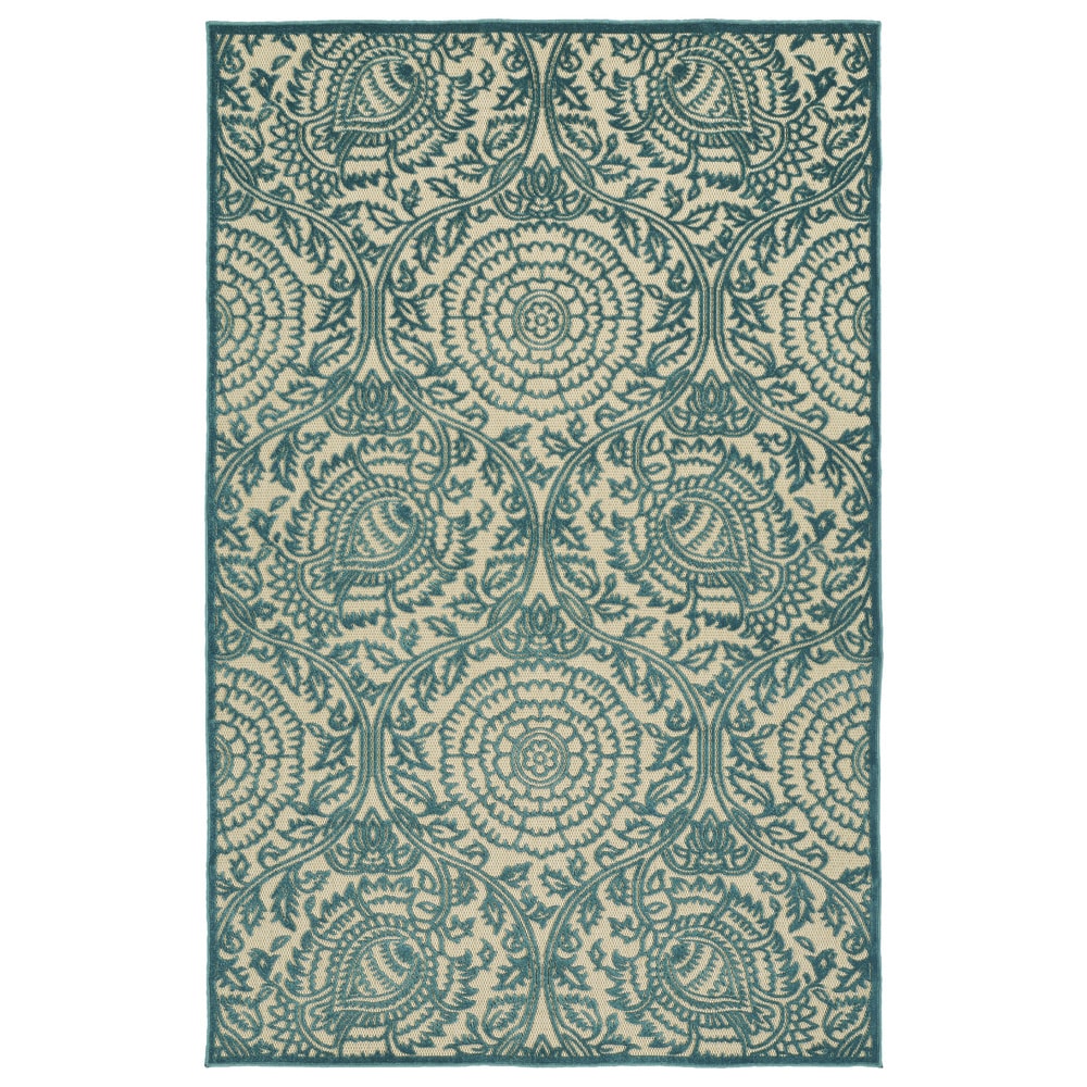 Paisley Floral Indoor/ Outdoor Area Rug - Blue, Green, Red