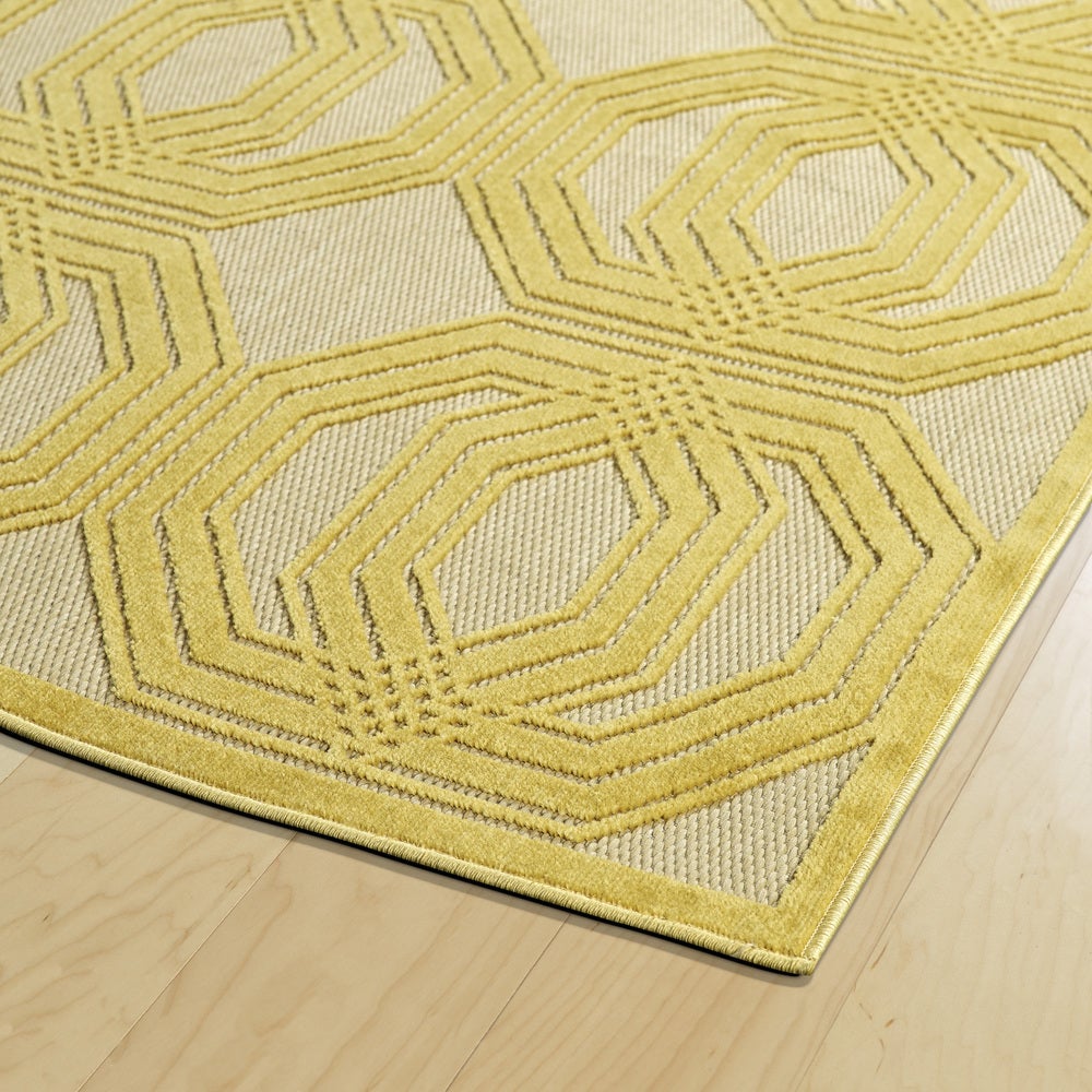 Trellis Indoor/ Outdoor Area Rug - Navy, Gold, Green