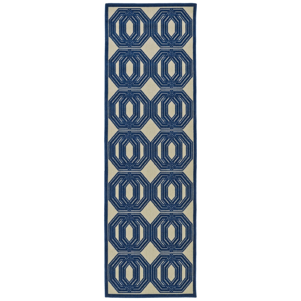 Trellis Indoor/ Outdoor Area Rug - Navy, Gold, Green