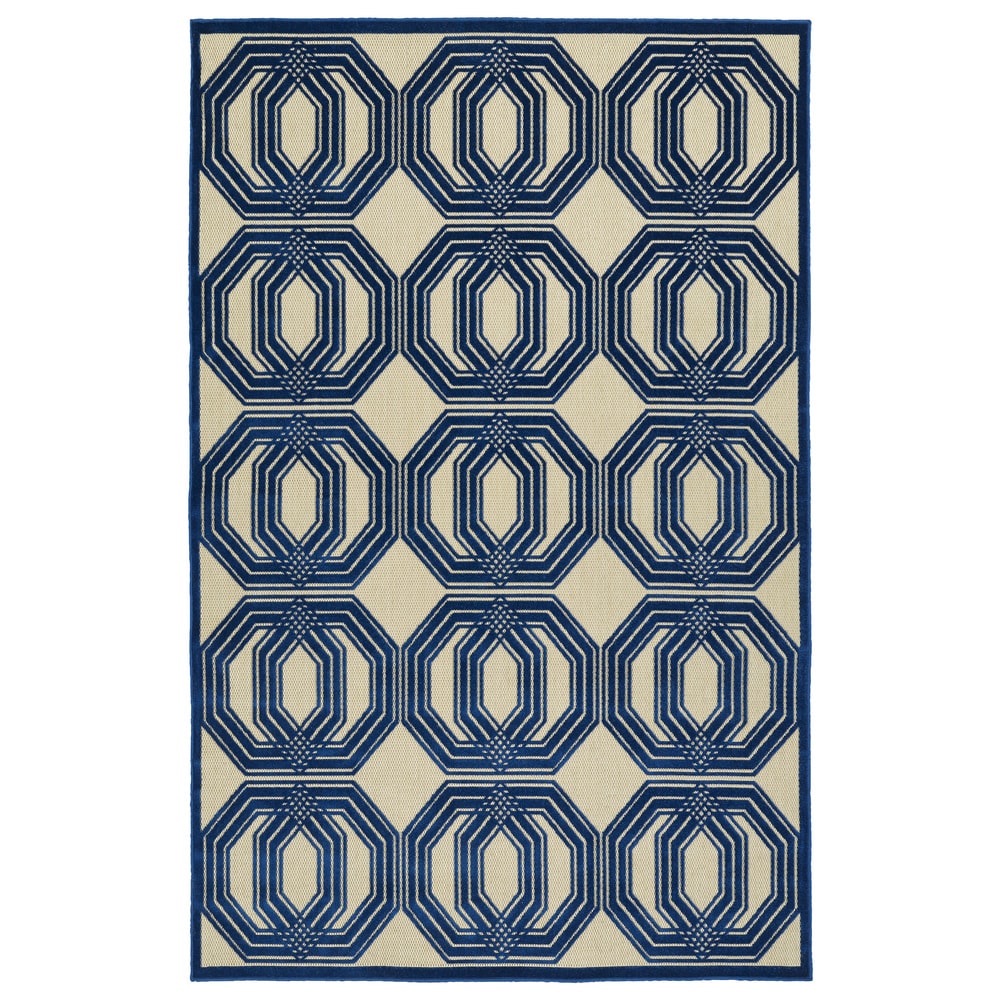 Trellis Indoor/ Outdoor Area Rug - Navy, Gold, Green