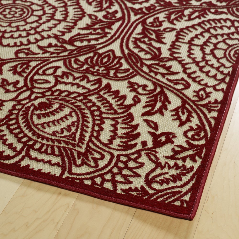 Paisley Floral Indoor/ Outdoor Area Rug - Blue, Green, Red