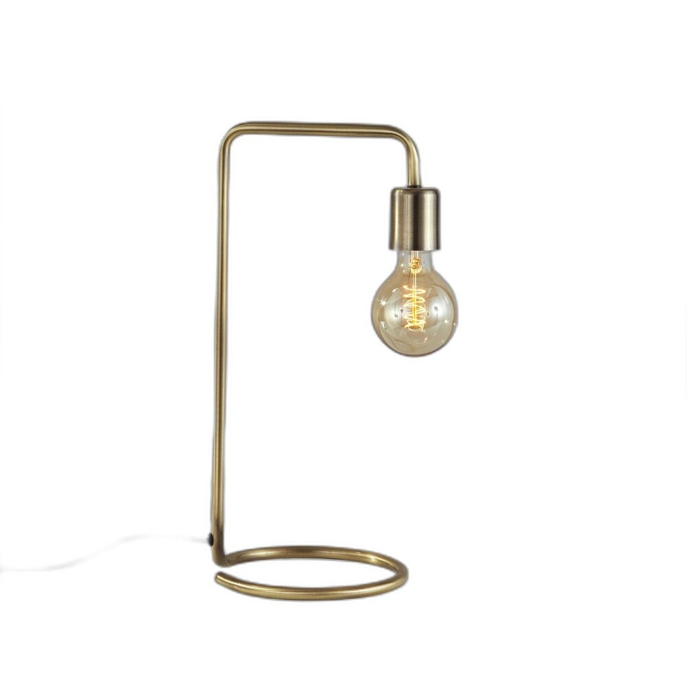 Industrial Antique Brass Finish Metal Desk Lamp With Vintage Edison Bulb - 7.25 x 9 x 16.5