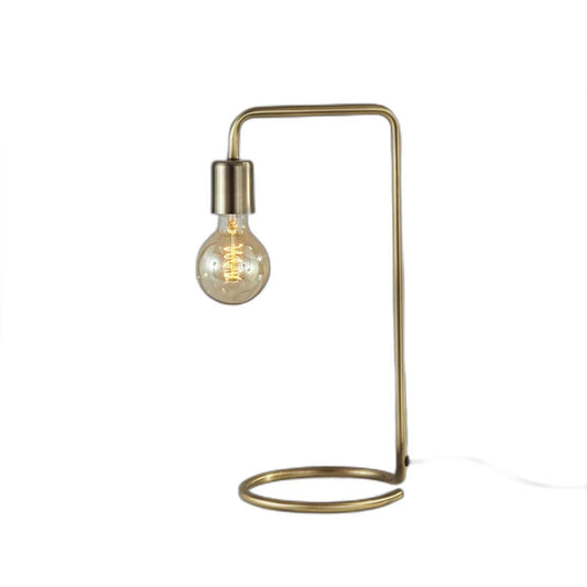 Industrial Antique Brass Finish Metal Desk Lamp With Vintage Edison Bulb - 7.25 x 9 x 16.5