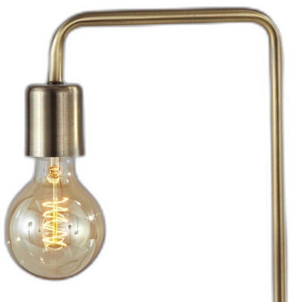 Industrial Antique Brass Finish Metal Desk Lamp With Vintage Edison Bulb - 7.25 x 9 x 16.5