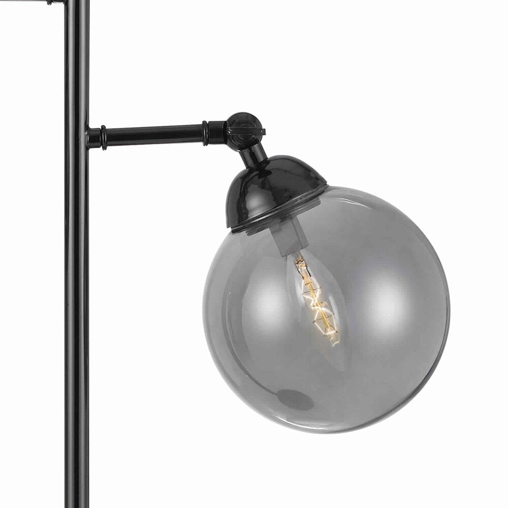 Industrial Metal Body Table Lamp with Two Glass Ball Shades, Black