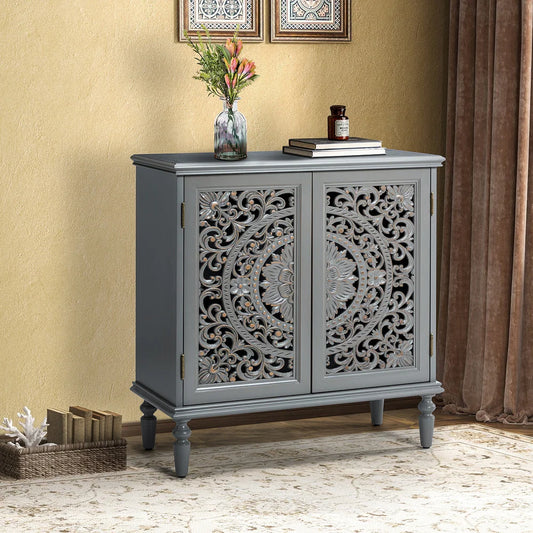 Ismenides Multifunctional 32" Tall 2-Door Accent Cabinet with Rattan Design