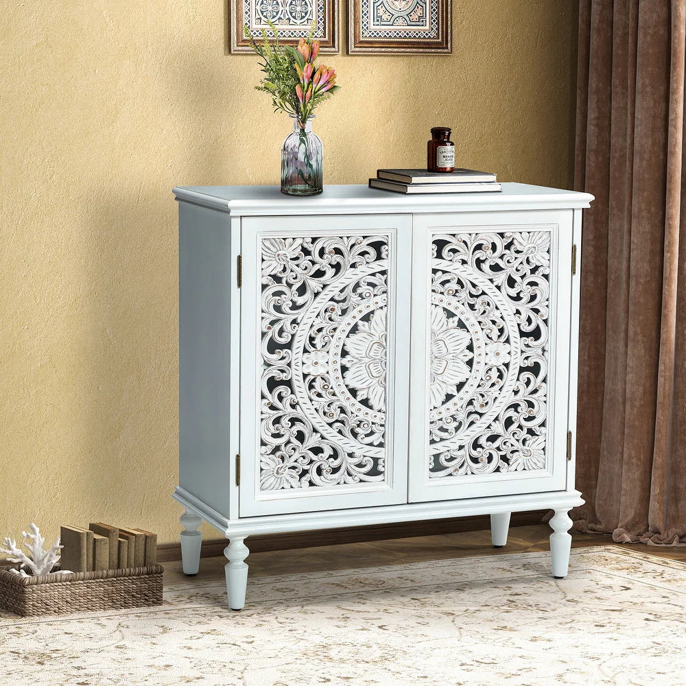 Ismenides Multifunctional 32" Tall 2-Door Accent Cabinet with Rattan Design