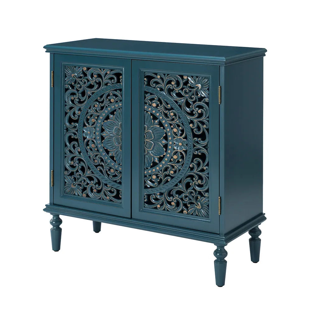 Ismenides Multifunctional 32" Tall 2-Door Accent Cabinet with Rattan Design